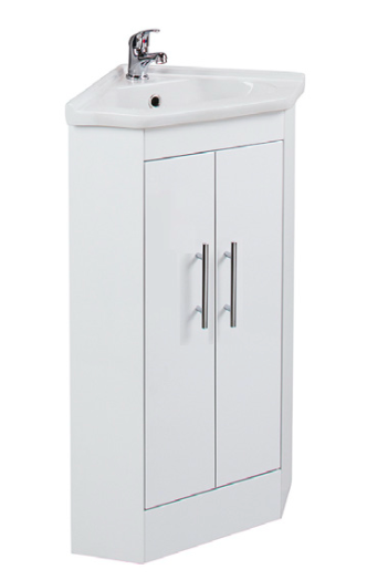 MDF Gloss White Floor Standing Corner Vanity Unit 400mm