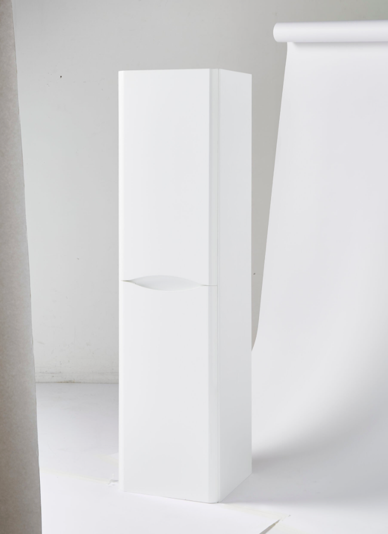 NEVIS Wall Mounted Tall Side Unit 2 Door Gloss White