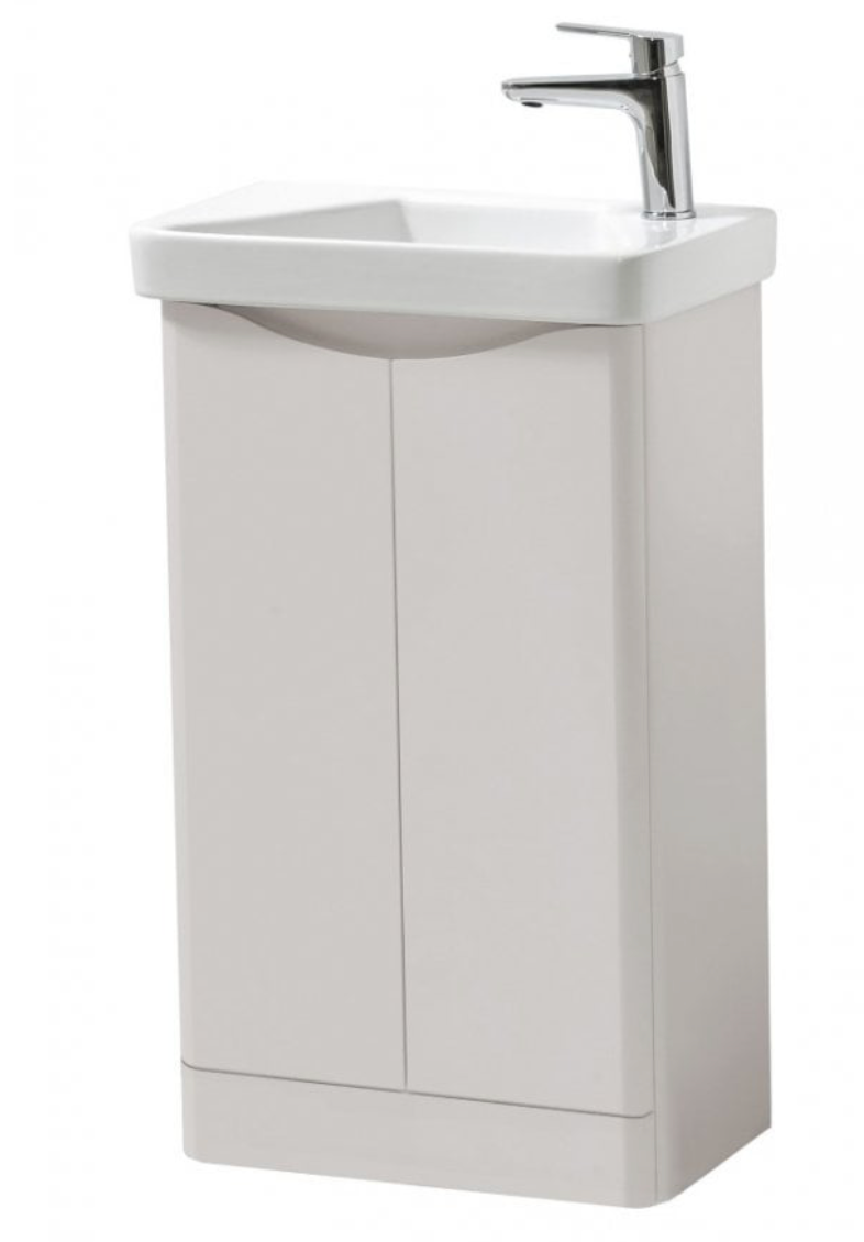 NEVIS 500mm Floor Standing Cloakroom Unit Matt Cashmere & Ceramic Basin