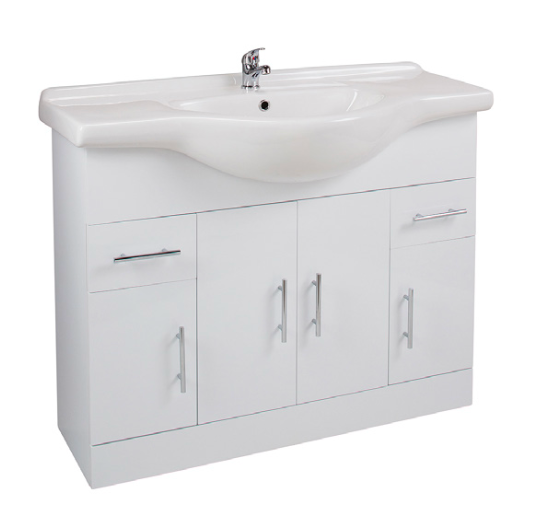 MDF Gloss White Floor Standing Vanity Unit 1050mm