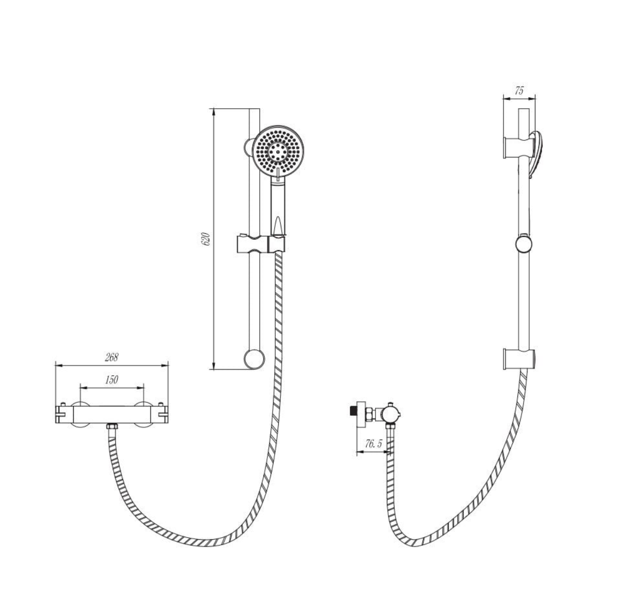 Plan Thermostatic Bar Shower with Adjustable Slide Rail Kit