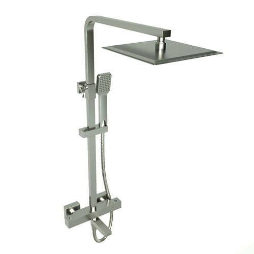 Pure Thermostatic Bar Shower With Overhead Drencher Sliding Handset & Bath Filler Spout