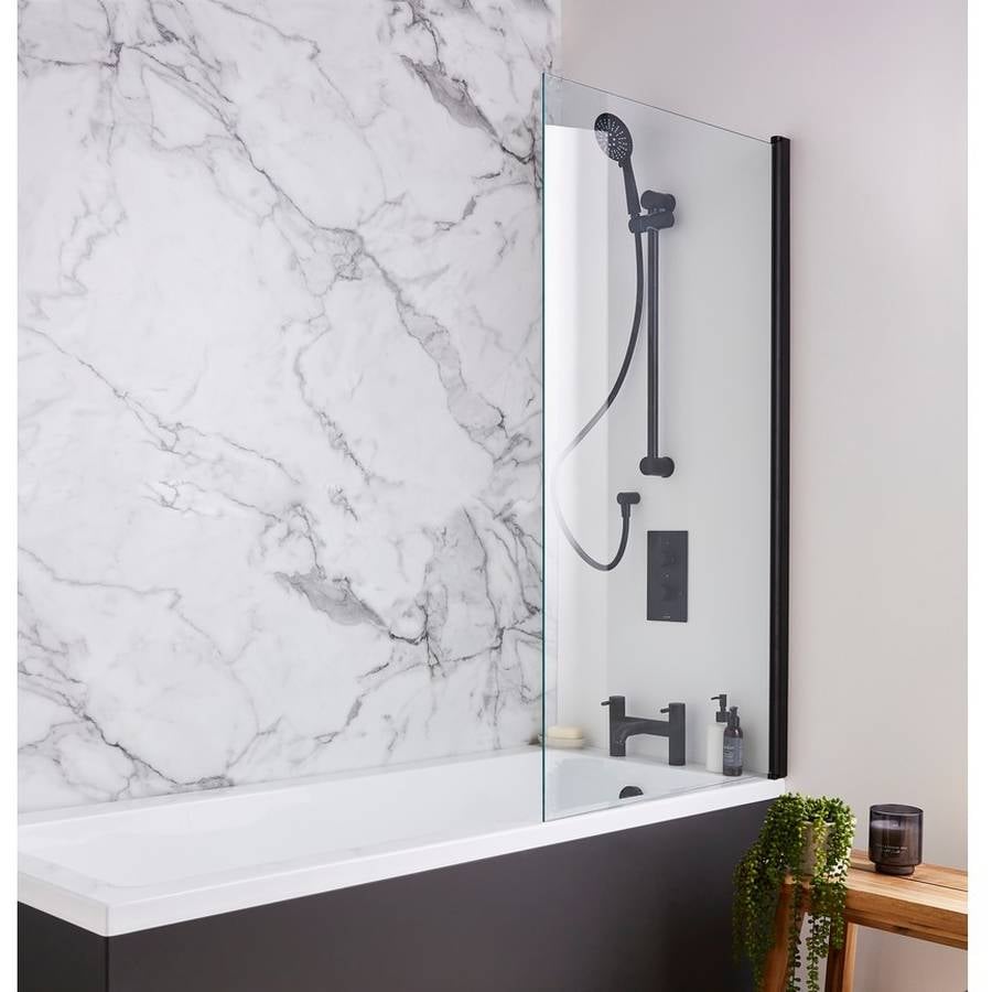 Nero Square Edge Bath Screen