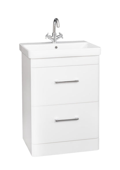 Options 24 2 Drawer Vanity Unit, Basin & Chrome handles 600mm
