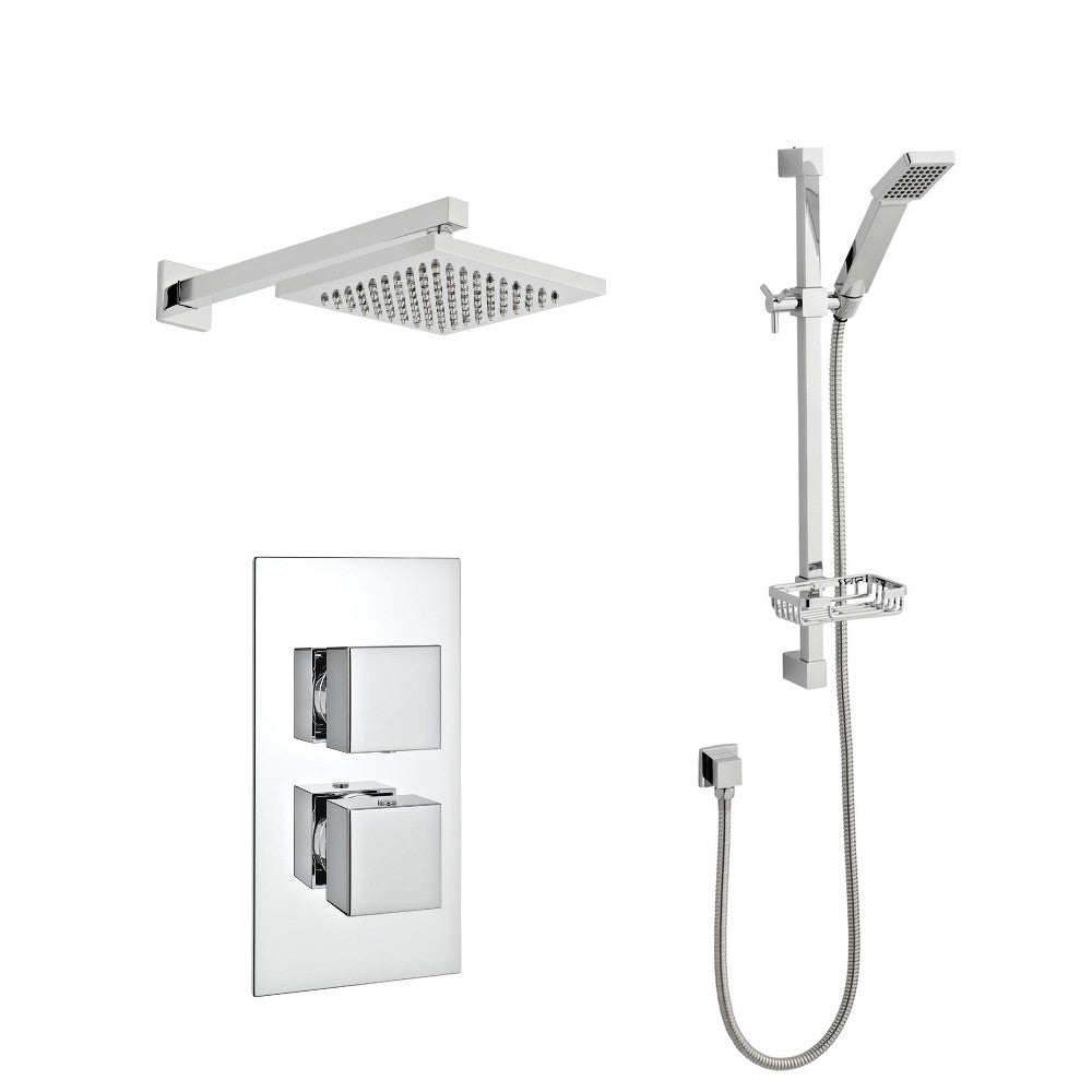 Pure Thermostatic Concealed Shower With Fixed Overhead Drencher & Slide Rail Kit