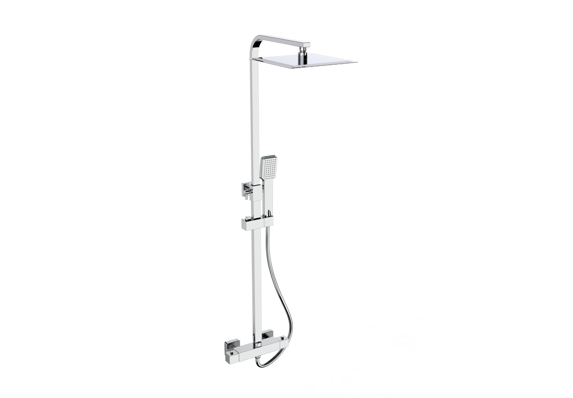 Pure Thermostatic Bar Shower with Ultra Slim Stainless Shower Drencher & Sliding Handset