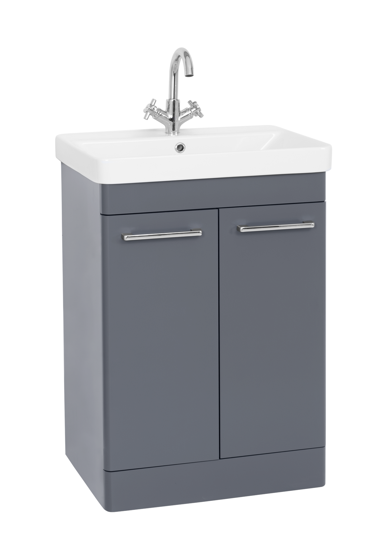 Options 24 2 Door Vanity Unit, Basin & Chrome Handles 600mm