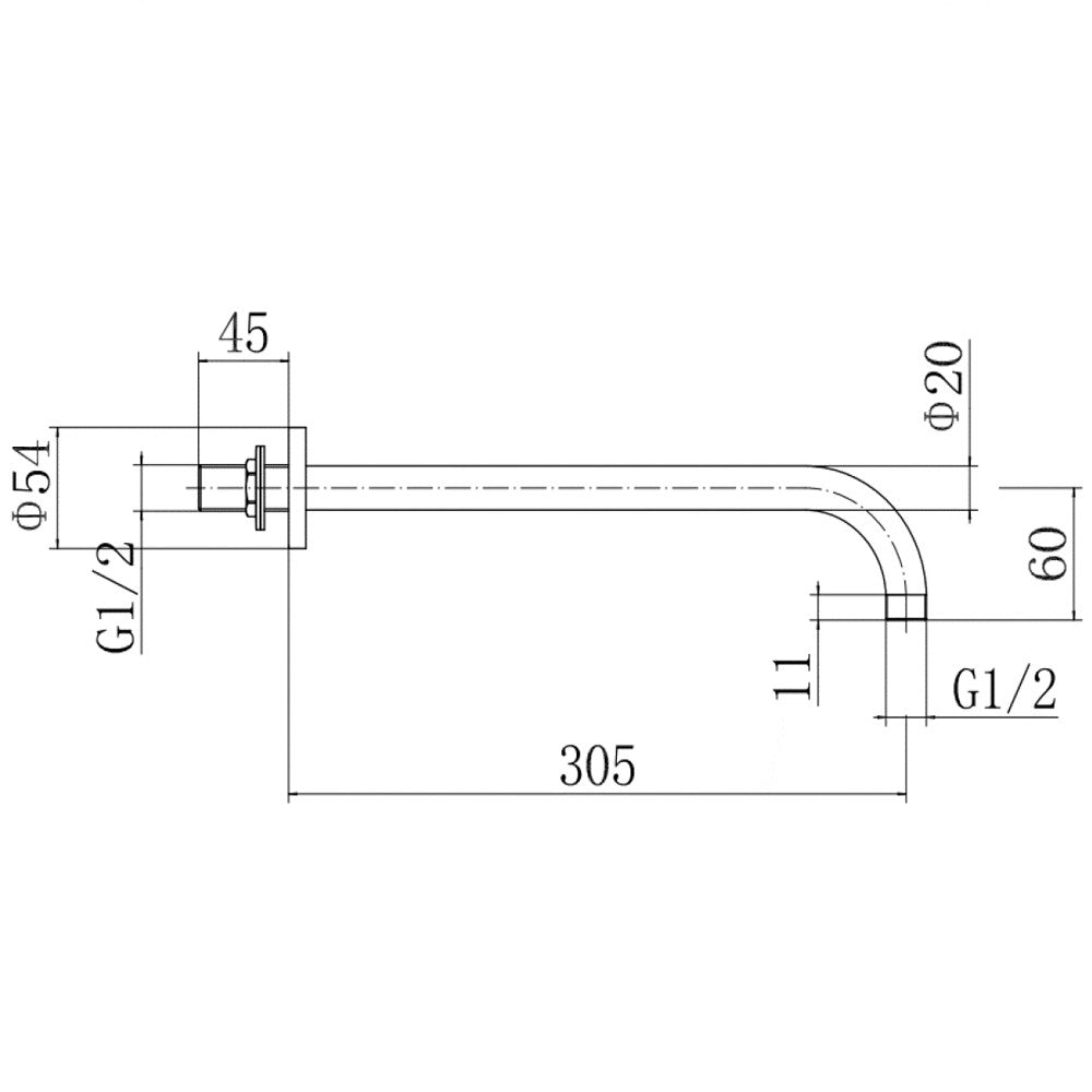 Niagara Equate Brushed Brass Modern Wall Mounted Round Shower Arm