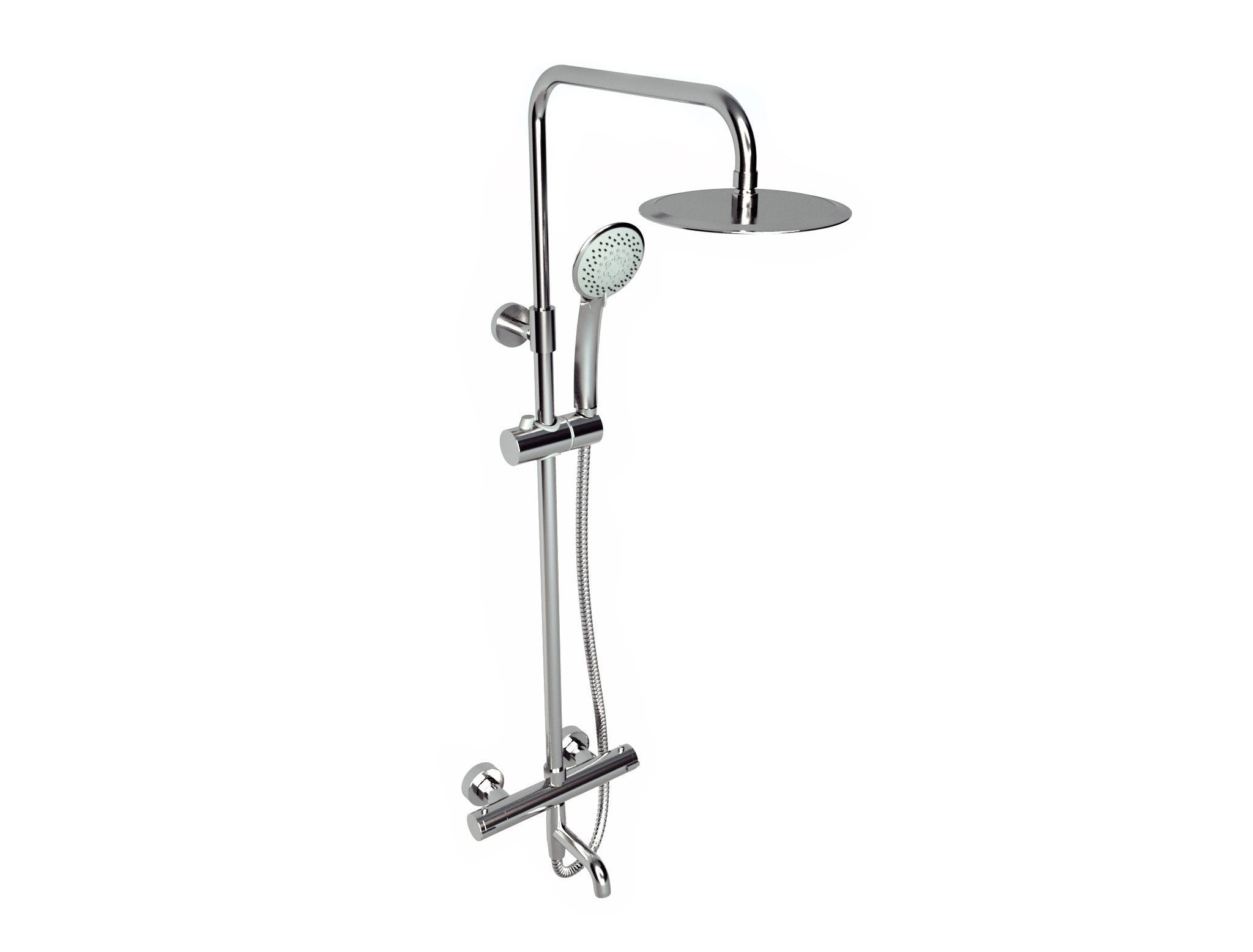 Plan Thermostatic Bar Shower with rigid riser and bath filler spout