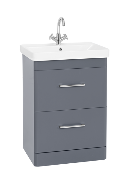 Options 24 2 Drawer Vanity Unit, Basin & Chrome handles 600mm