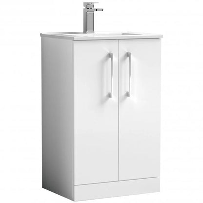 Arno Floor Standing 2-Door Vanity Unit with Basin-2 500mm Wide - Gloss White