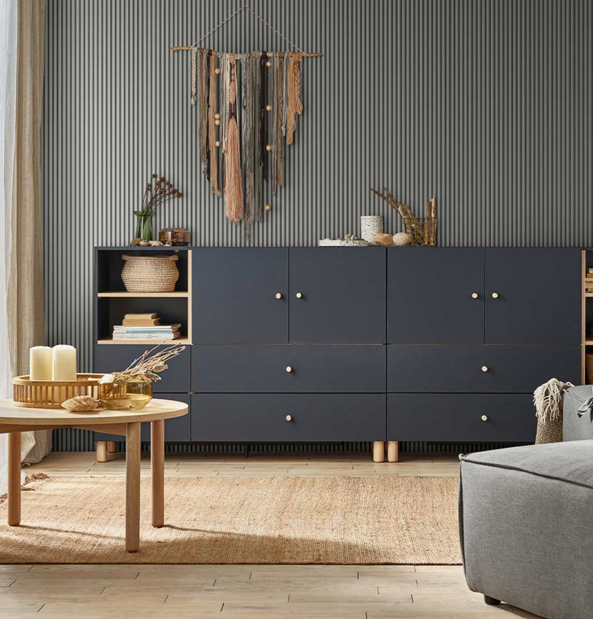 Linerio Slat-Wall S-Line Slat Panels - Grey